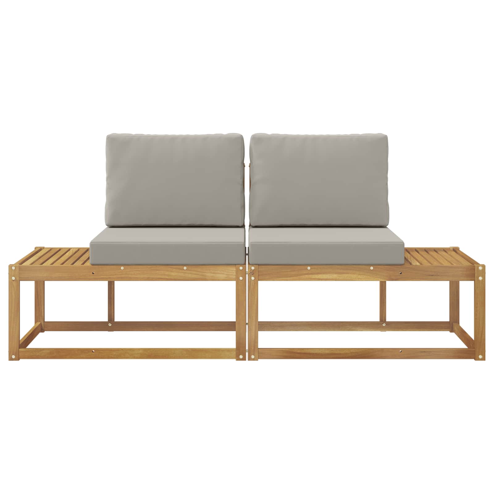 Outdoor End Sofa mit Kissen 2 Stück Weiß Massivholz Akazie