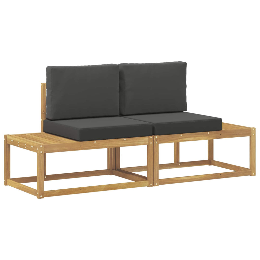 Outdoor End Sofa mit Kissen 2 Stück Weiß Massivholz Akazie