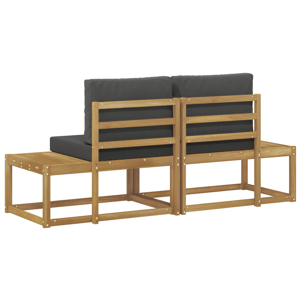 Outdoor End Sofa mit Kissen 2 Stück Weiß Massivholz Akazie