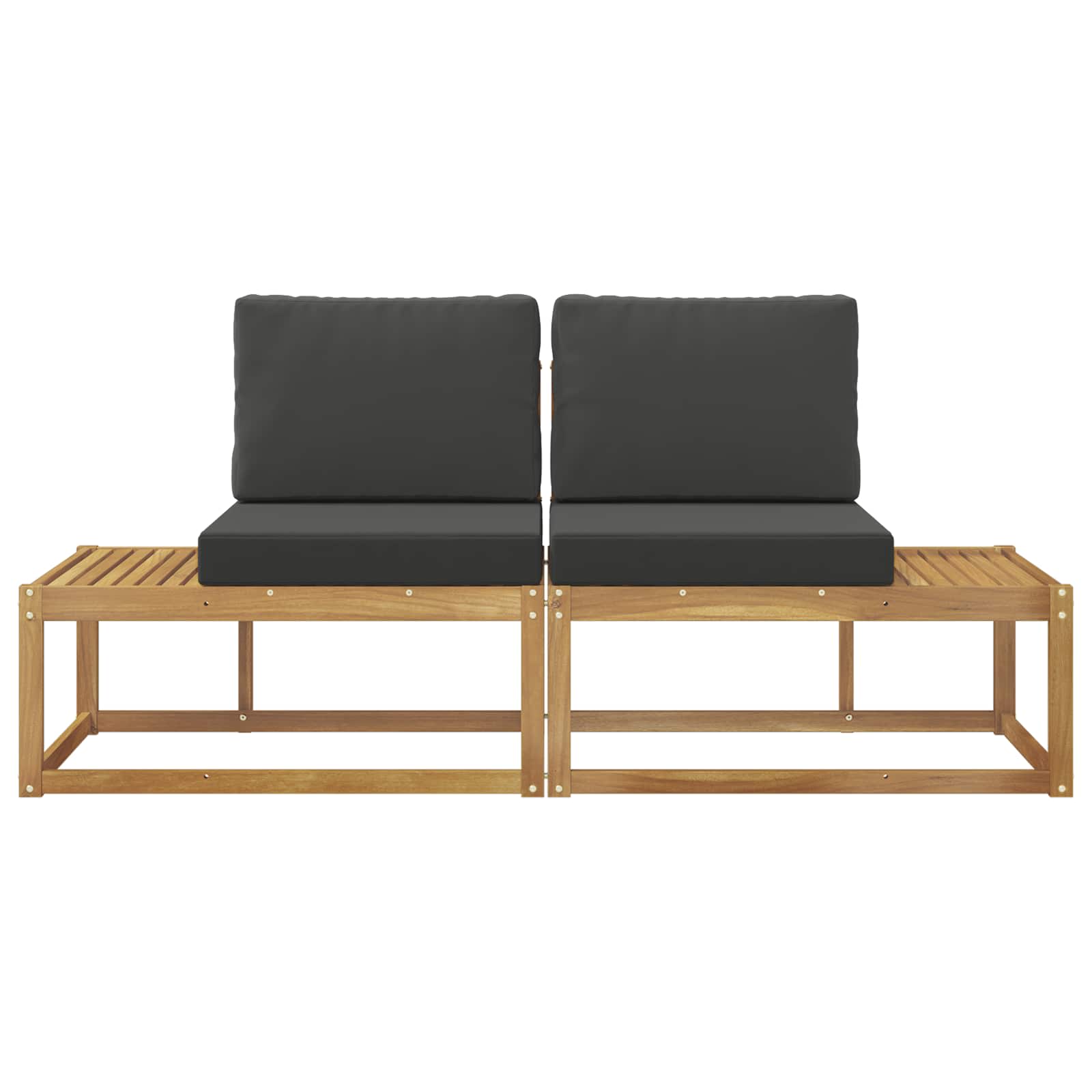 Outdoor End Sofa mit Kissen 2 Stück Weiß Massivholz Akazie