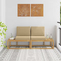 Outdoor End Sofa mit Kissen 2 Stück Weiß Massivholz Akazie