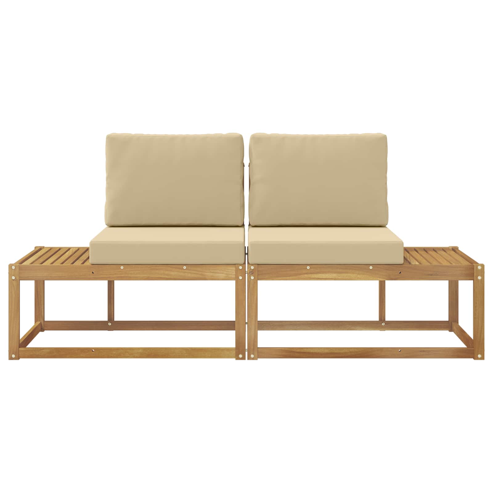 Outdoor End Sofa mit Kissen 2 Stück Weiß Massivholz Akazie