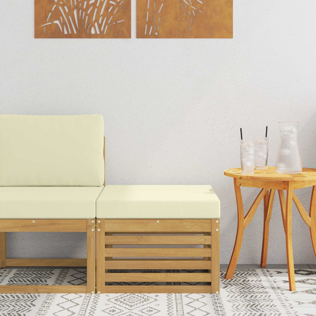 Outdoor-Fußhocker Massivholz Akazie Weiß