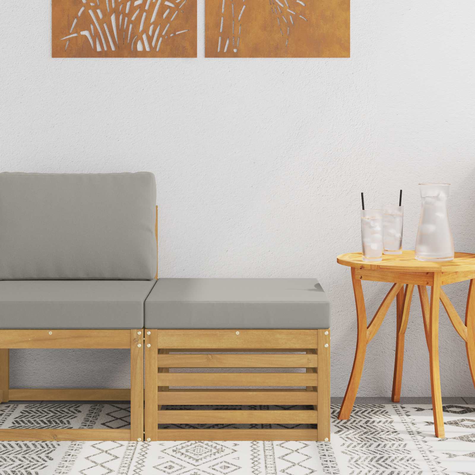 Outdoor-Fußhocker Massivholz Akazie Weiß