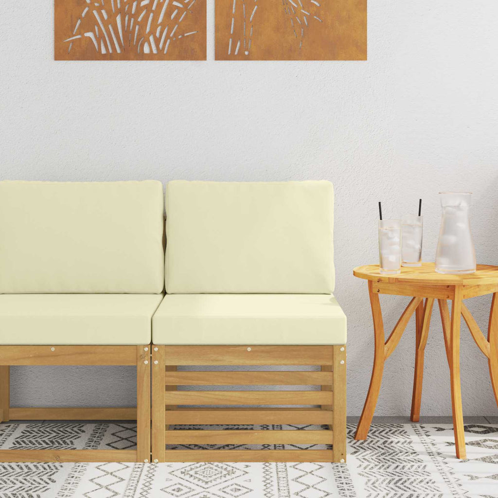 Outdoor Mittelsofa Massivholz Akazie Weiß