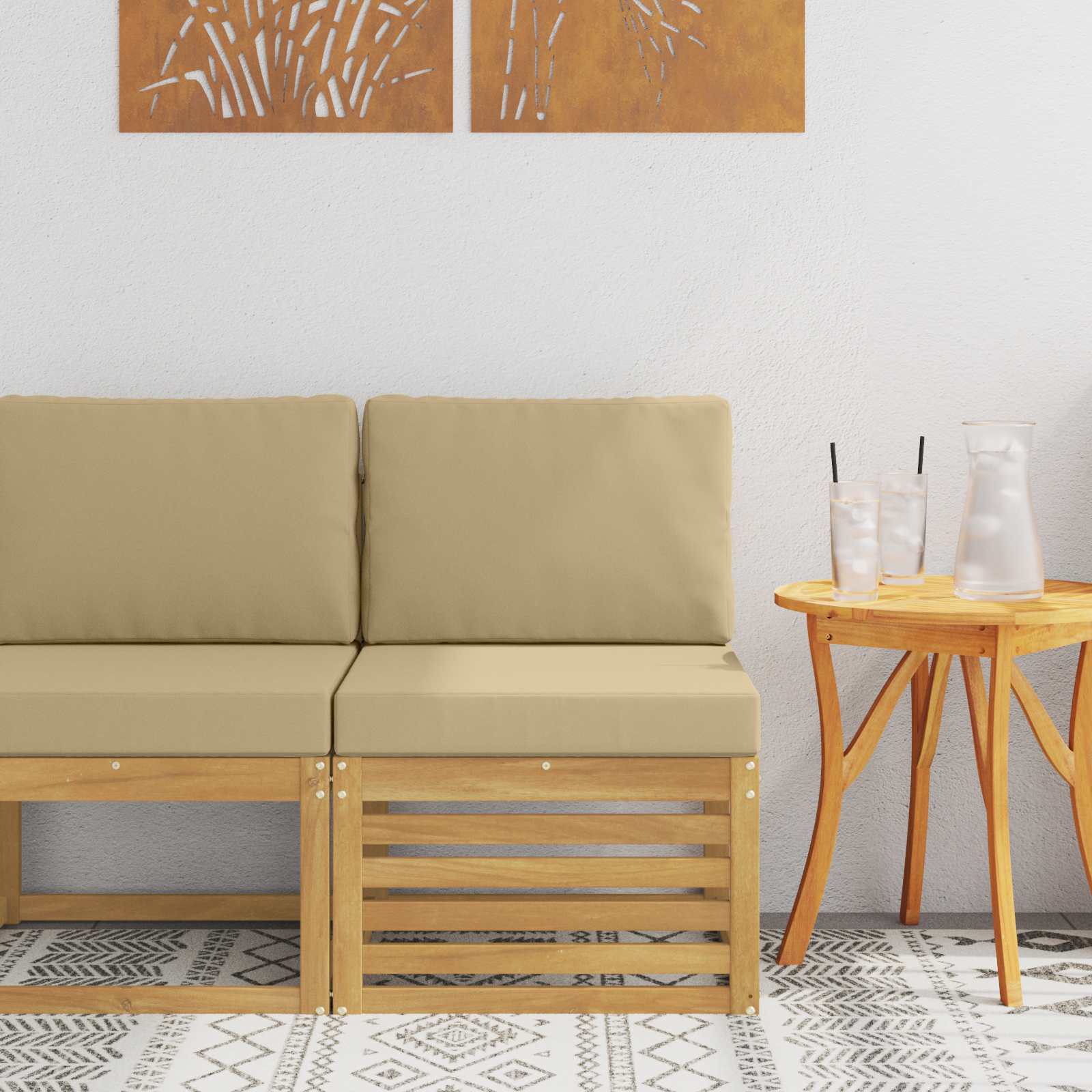 Outdoor Mittelsofa Massivholz Akazie Weiß