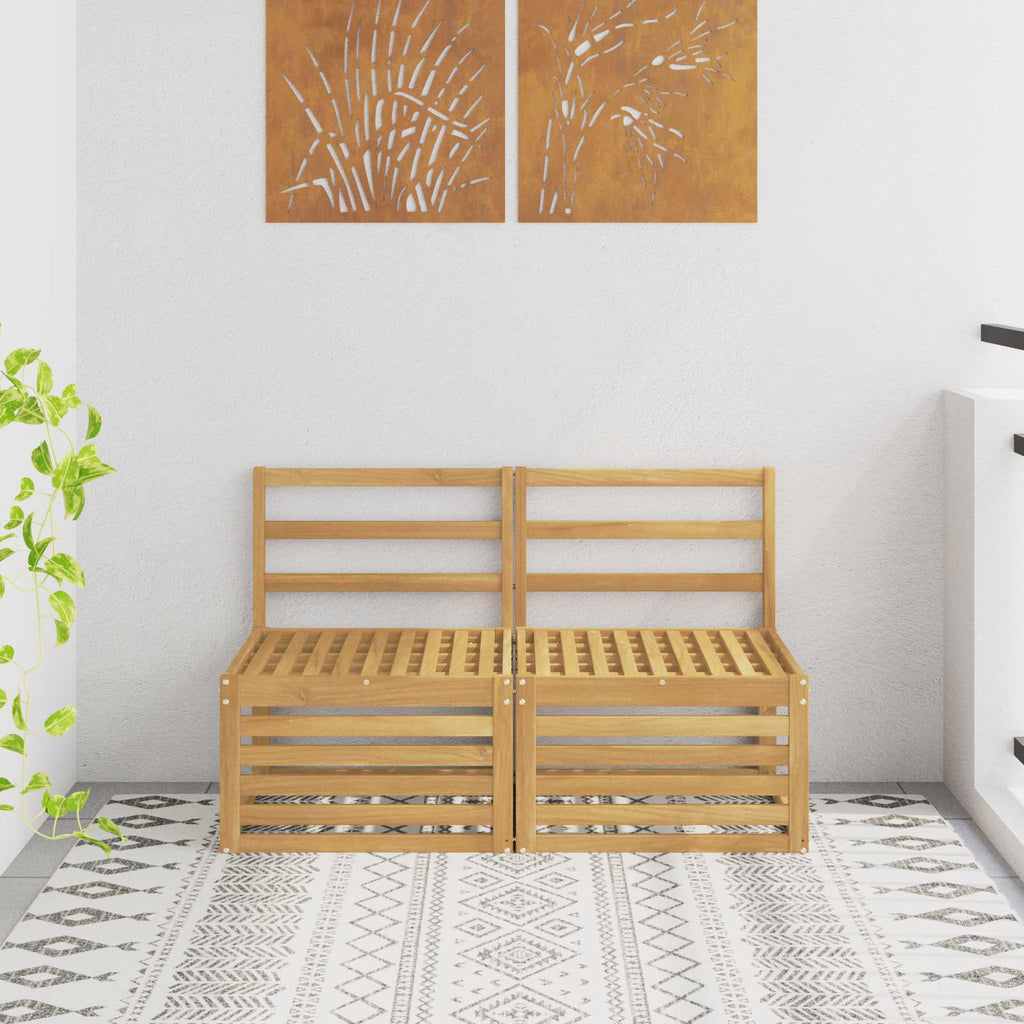 2 Stück Outdoor Mittelsofa Massivholz Akazie Weiß