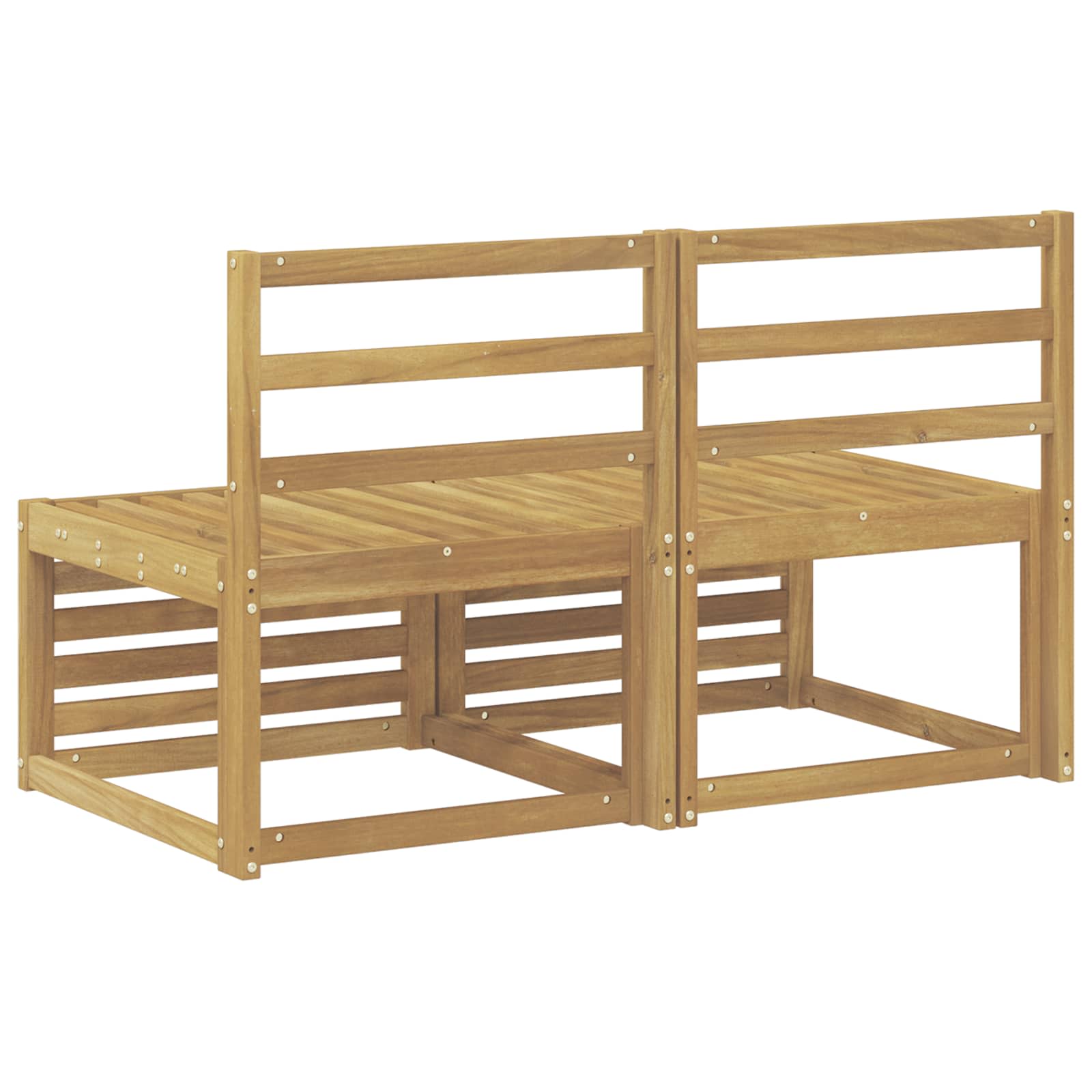 2 Stück Outdoor Mittelsofa Massivholz Akazie Weiß