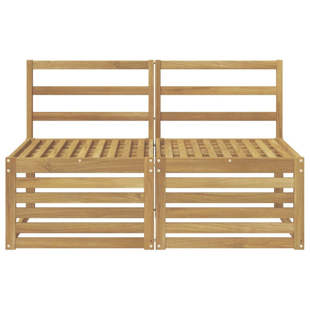 2 Stück Outdoor Mittelsofa Massivholz Akazie Weiß