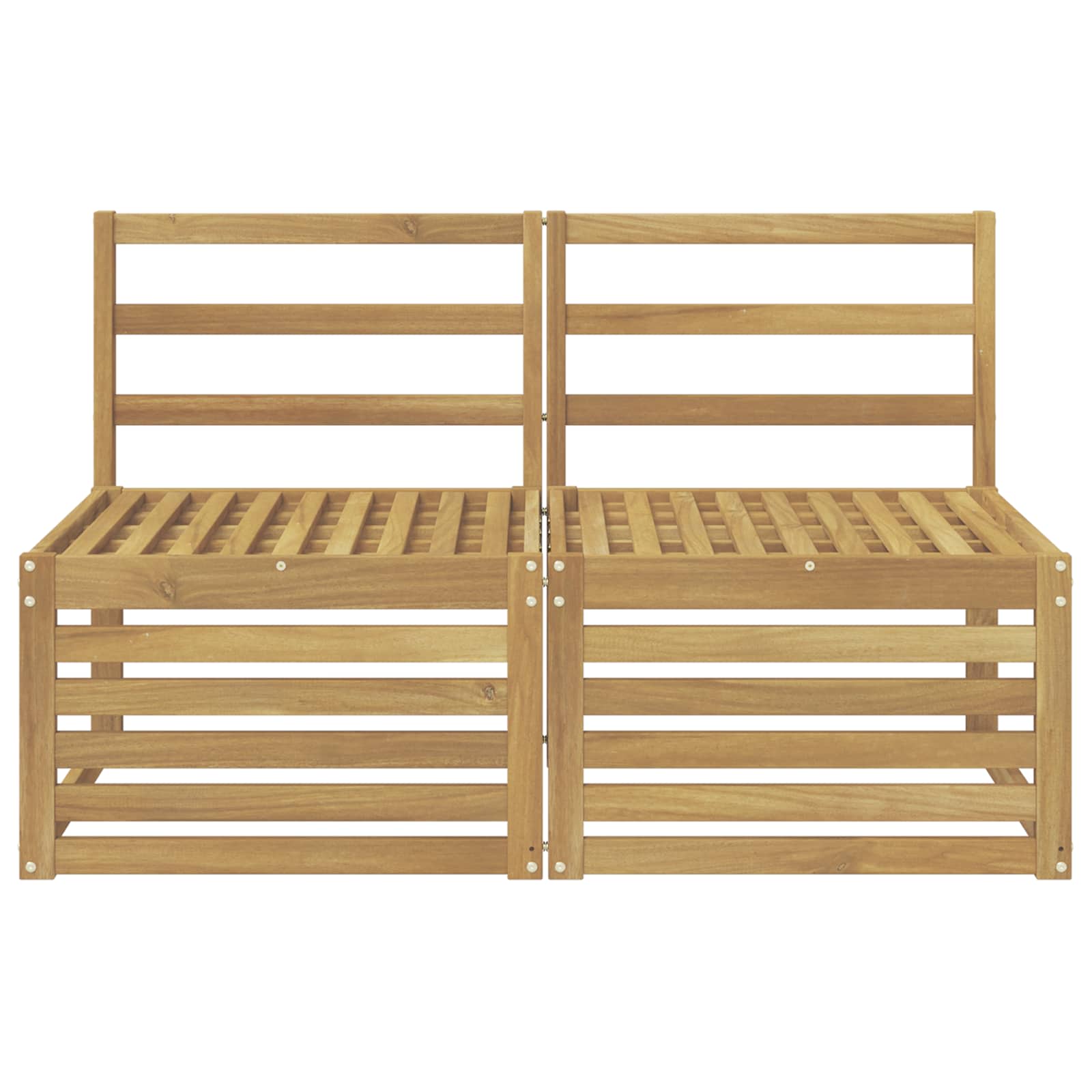 2 Stück Outdoor Mittelsofa Massivholz Akazie Weiß