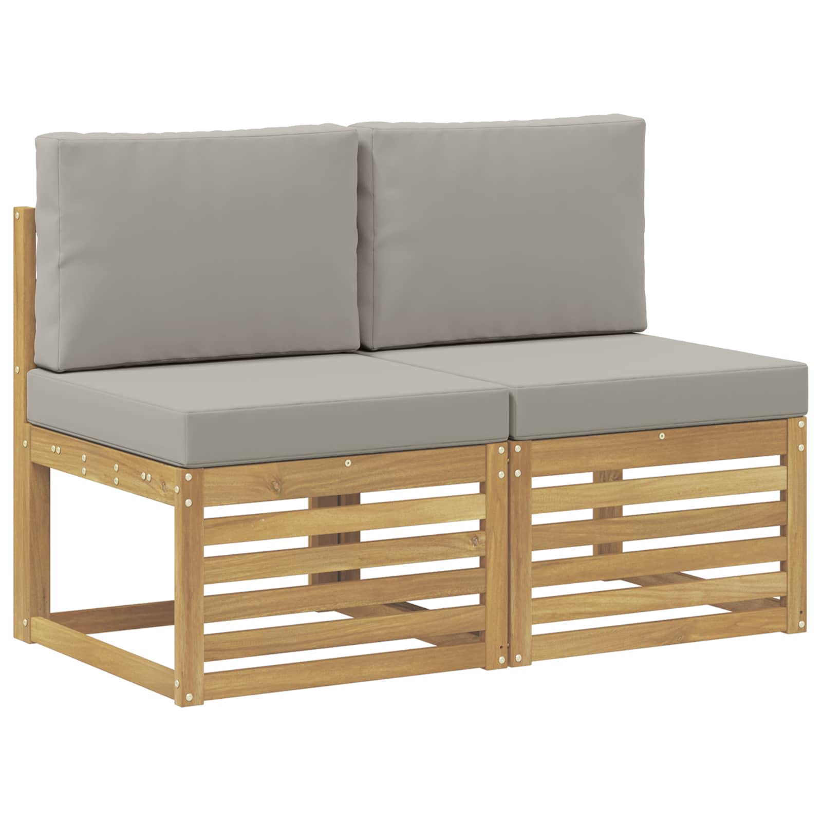 2 Stück Outdoor Mittelsofa Massivholz Akazie Weiß