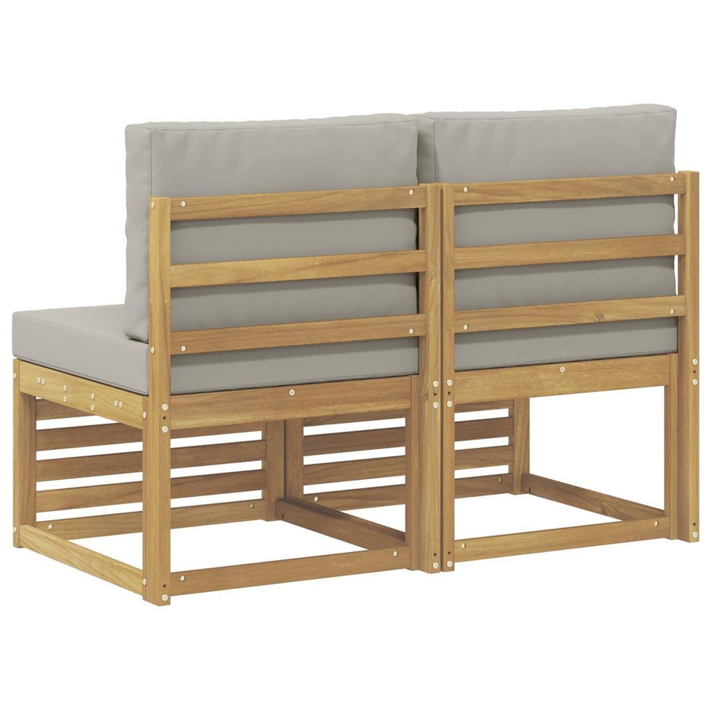 2 Stück Outdoor Mittelsofa Massivholz Akazie Weiß