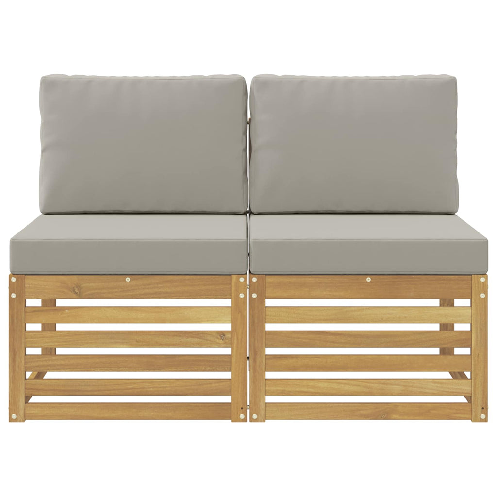 2 Stück Outdoor Mittelsofa Massivholz Akazie Weiß