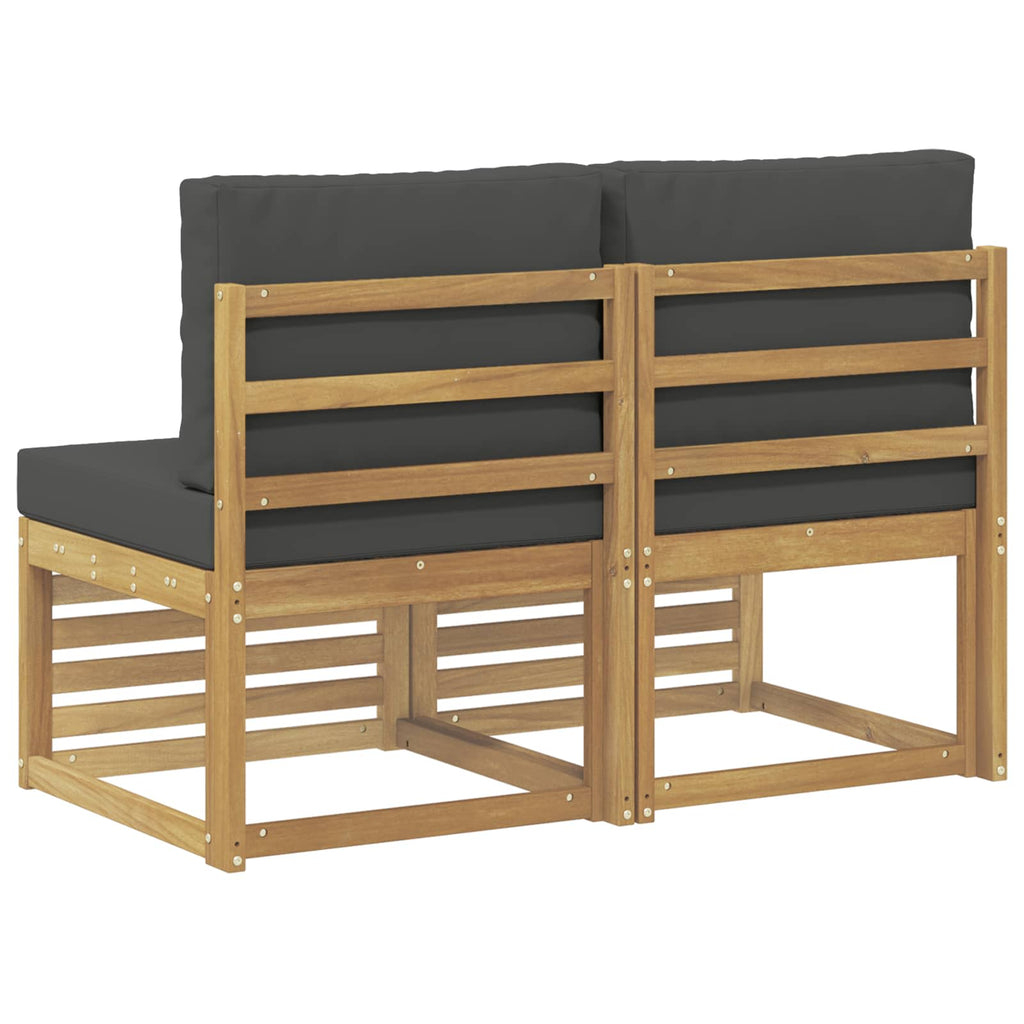 2 Stück Outdoor Mittelsofa Massivholz Akazie Weiß