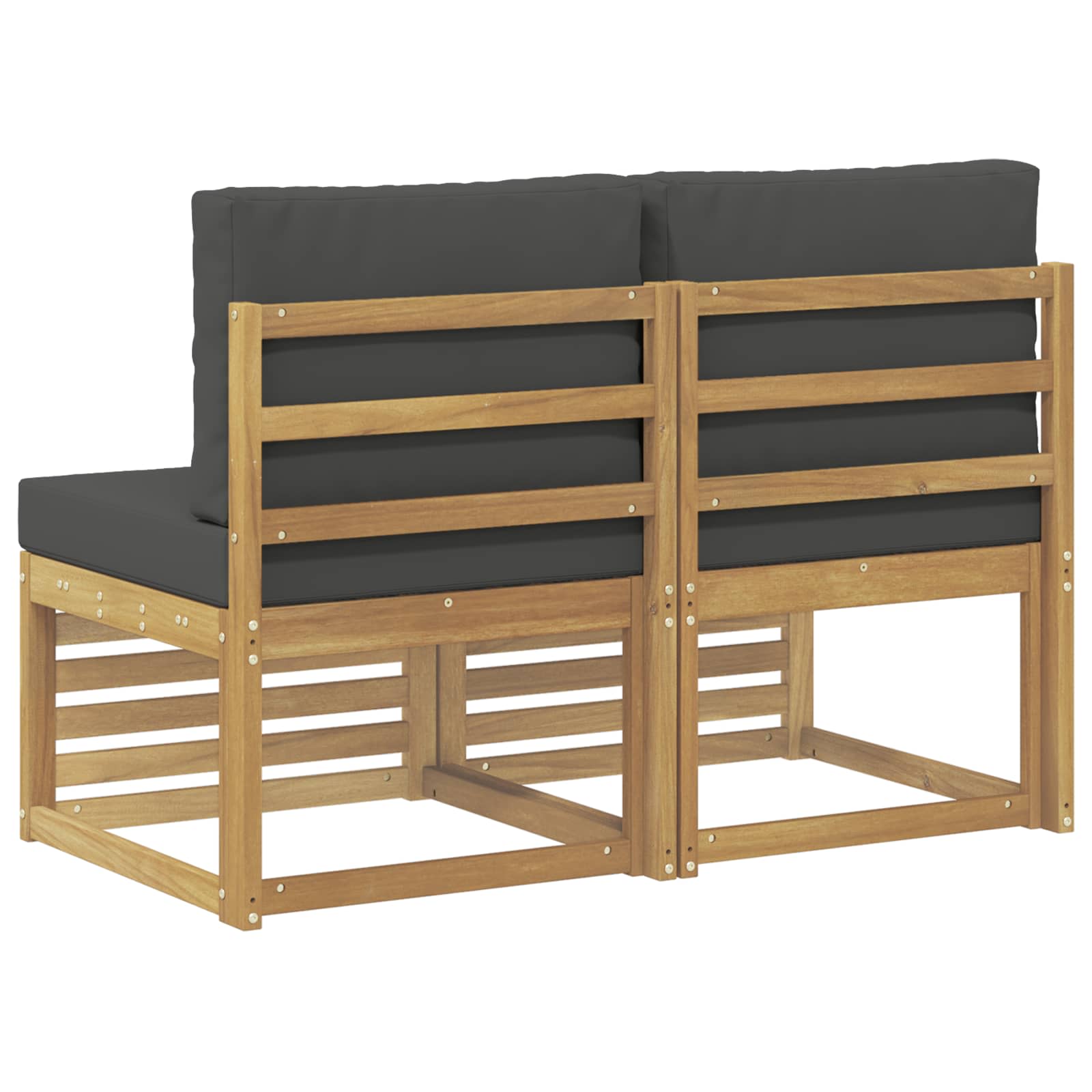 2 Stück Outdoor Mittelsofa Massivholz Akazie Weiß