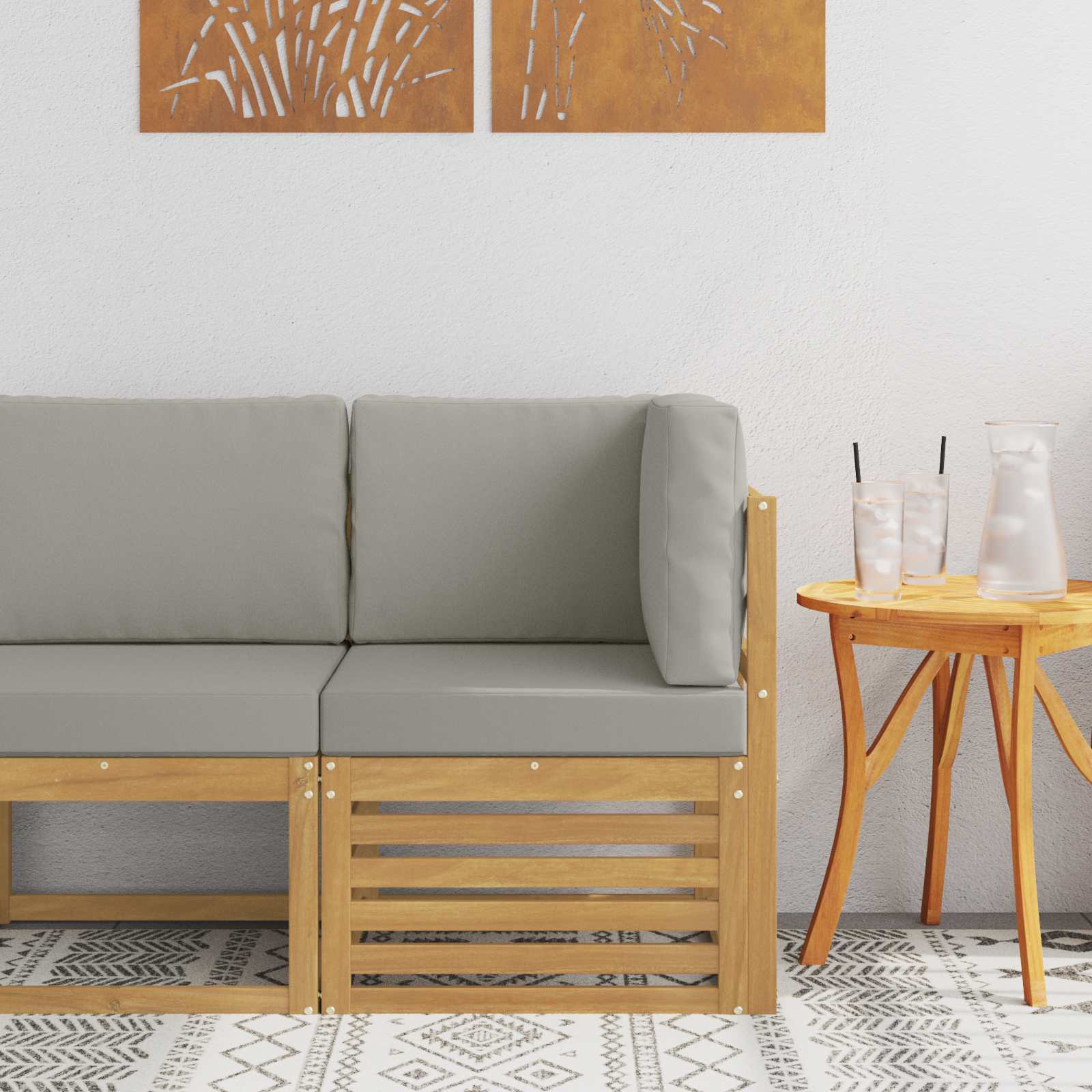 Outdoor Ecksofa Massivholz Akazie Weiß