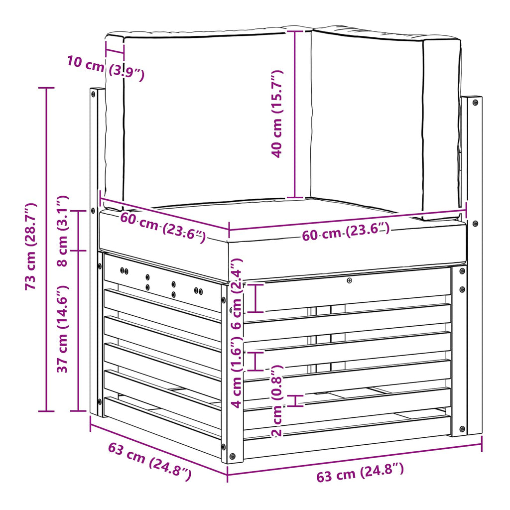 Outdoor Ecksofa Massivholz Akazie Weiß