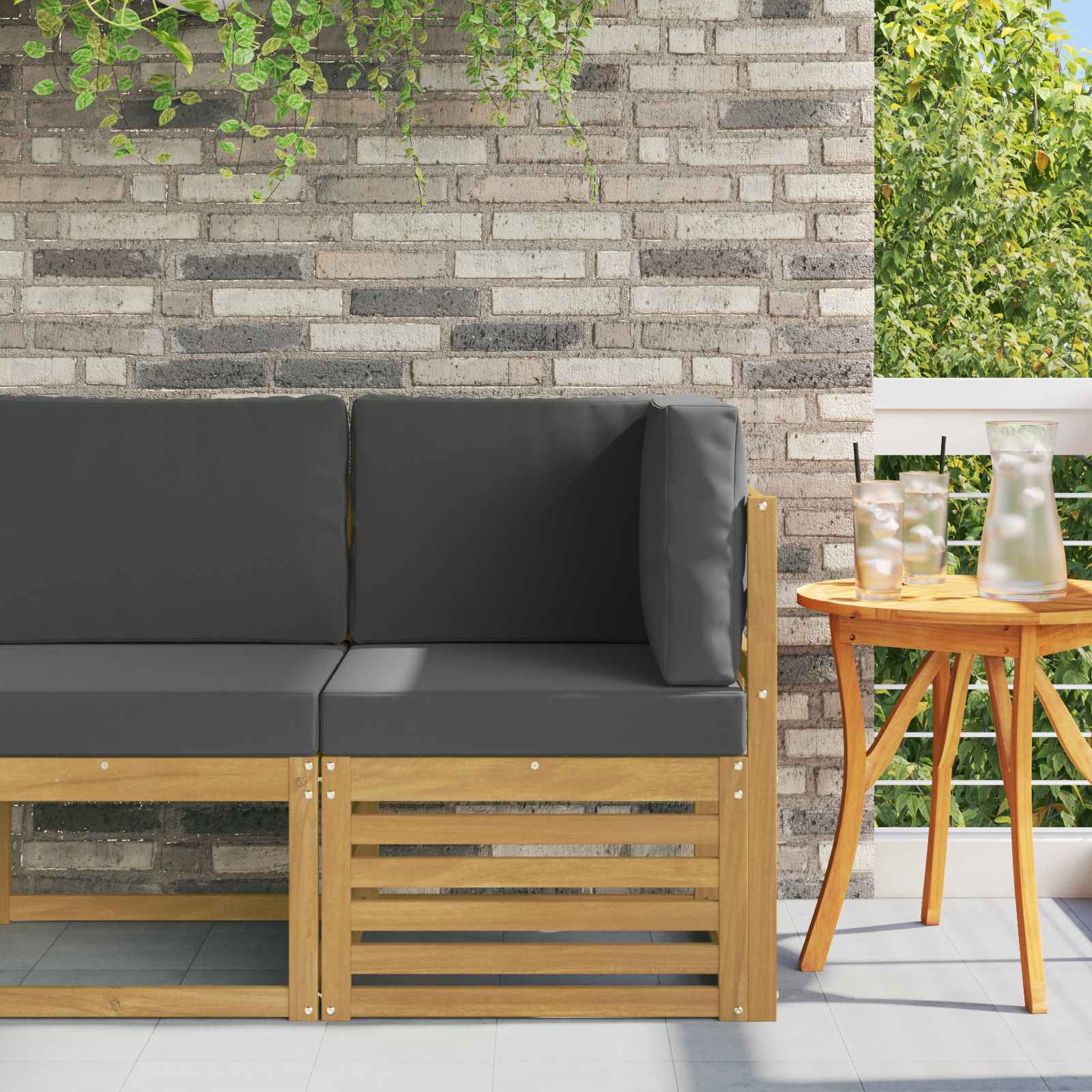 Outdoor Ecksofa Massivholz Akazie Weiß