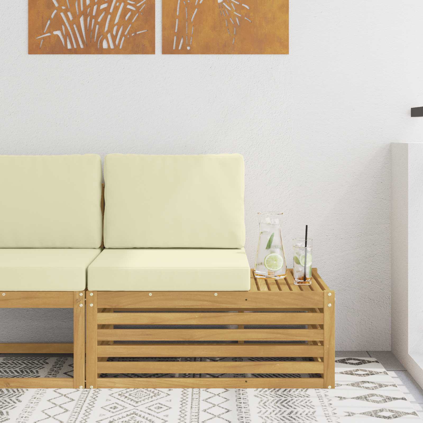 Ecksofa-Einheiten für draußen Weiß und Creme 91 x 63 x 73 cm