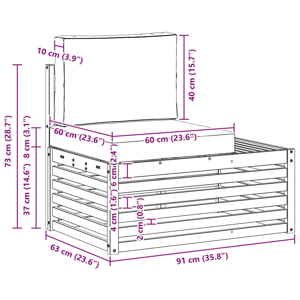 Ecksofa-Einheiten für draußen Weiß und Creme 91 x 63 x 73 cm