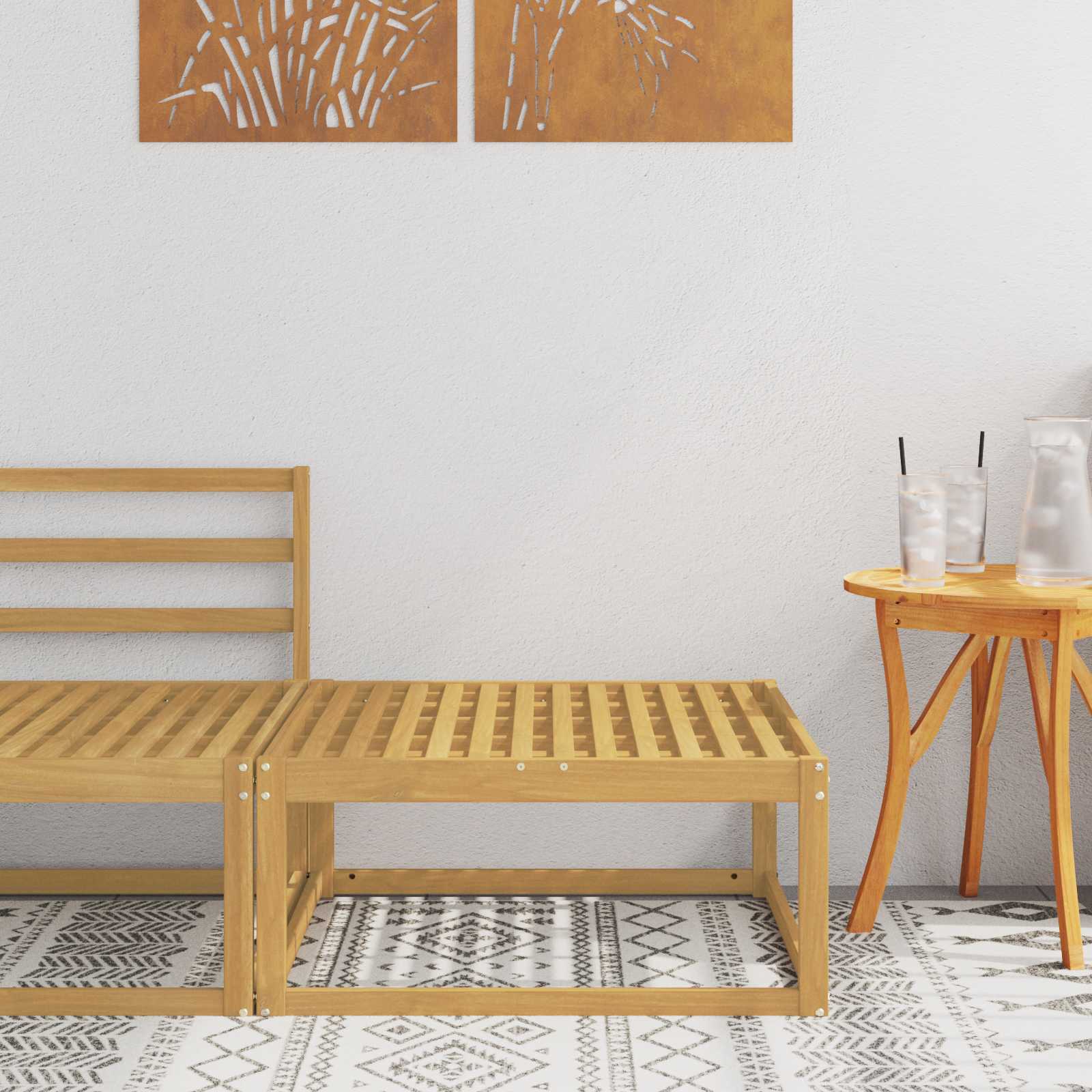 Outdoor-Fußhocker Massivholz Akazie Weiß 79 x 79 x 37 cm