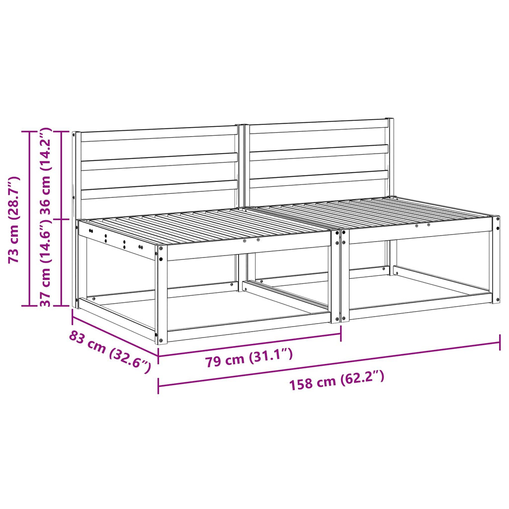 Outdoor Mittelsofa Weiß 158 x 83 x 73 cm