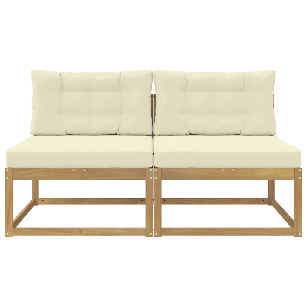 2 Stück Outdoor Mittelsofa Polyester Weiß