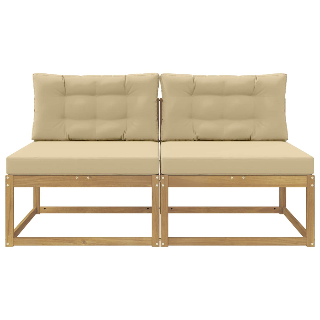 2 Stück Outdoor Mittelsofa Polyester Weiß
