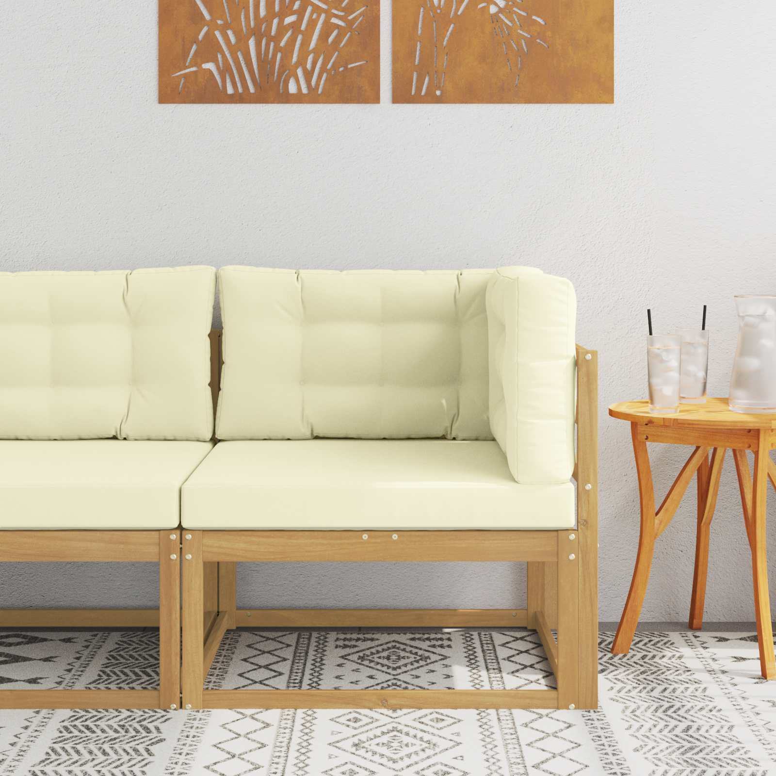 Outdoor Ecksofa Polyester Weiß