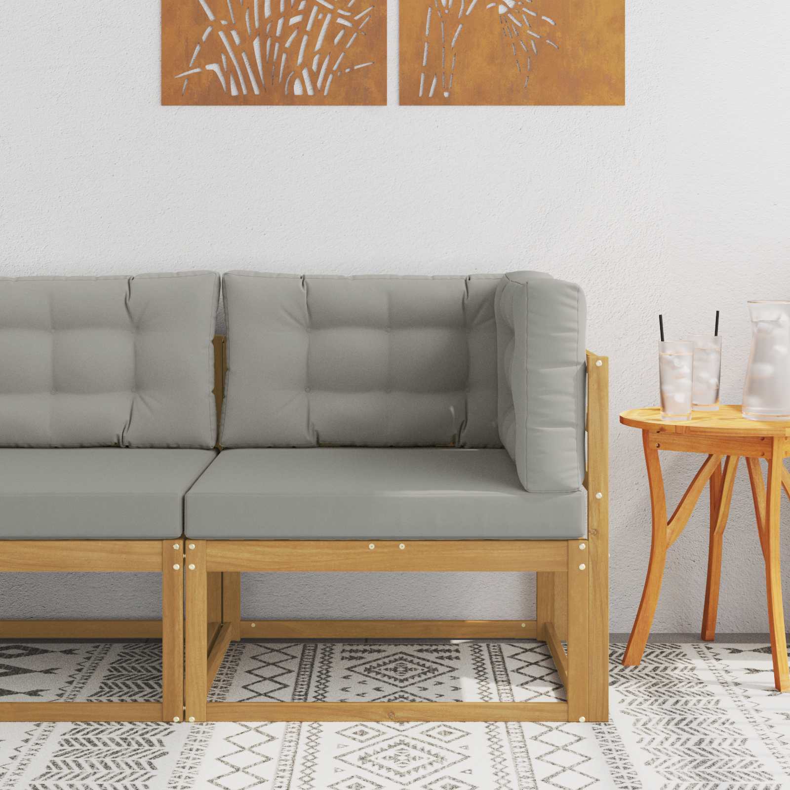 Outdoor Ecksofa Polyester Weiß