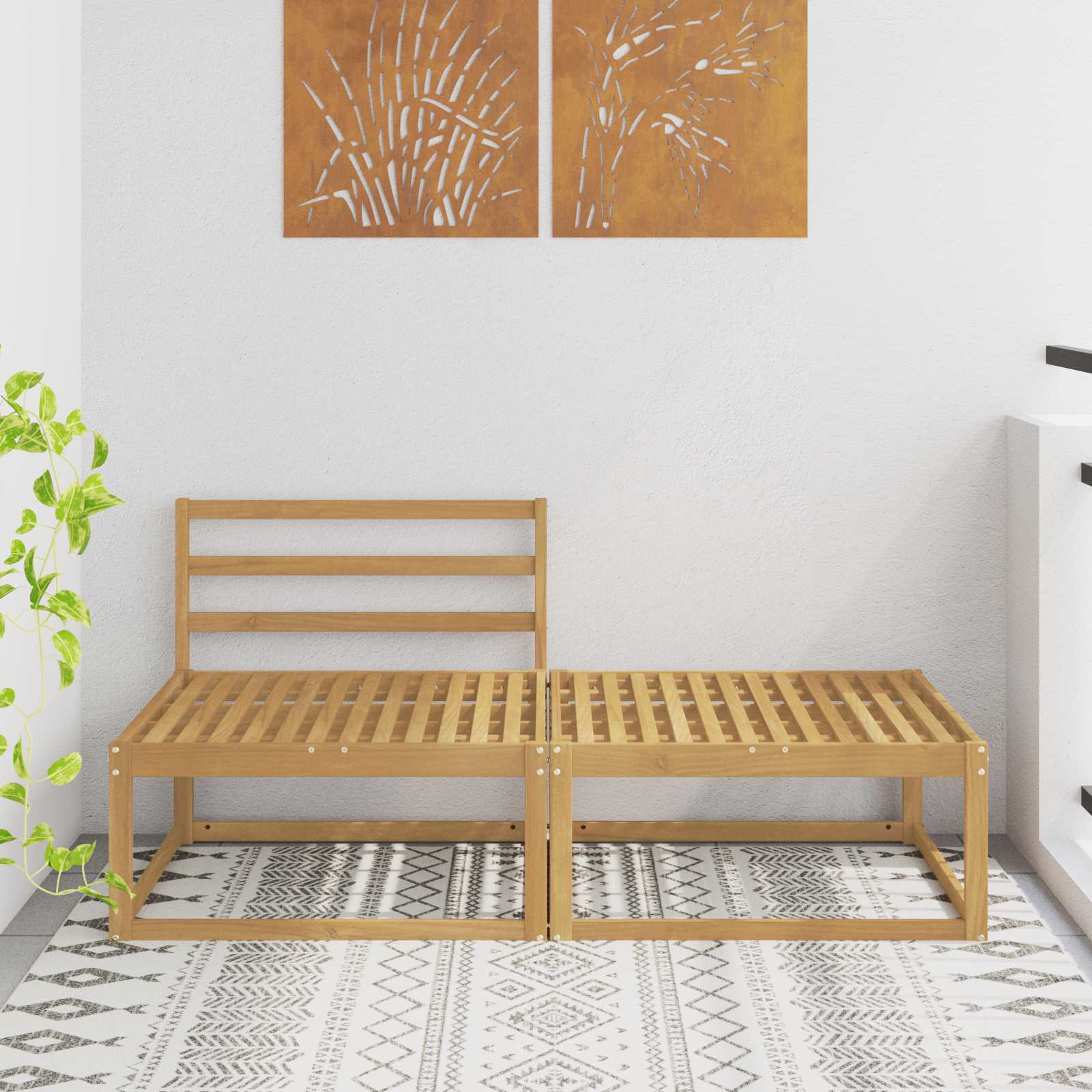 2 Stück Outdoor-Fußhocker Polyester Weiß