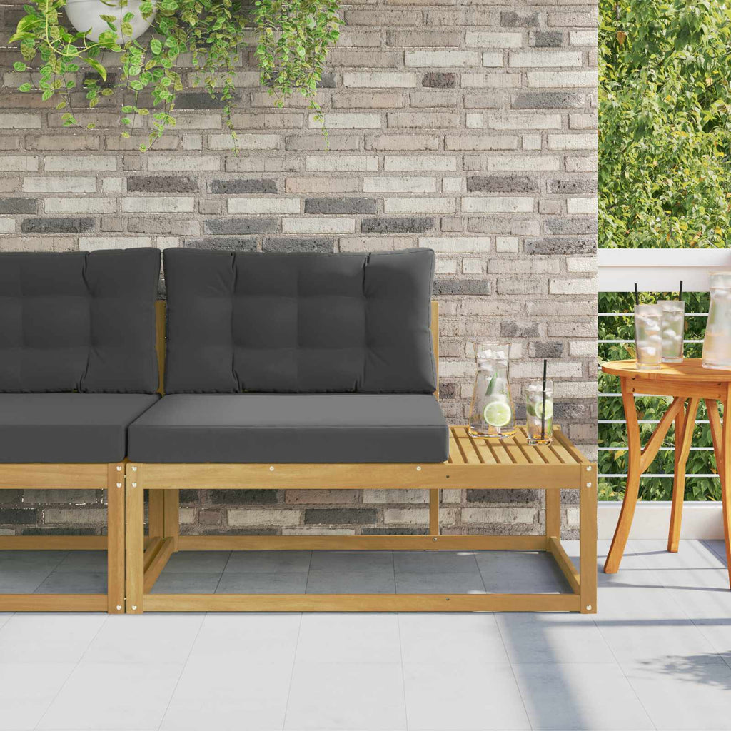 Outdoor End Sofa mit Kissen Weiß 115 x 83 x 73 cm Polyester