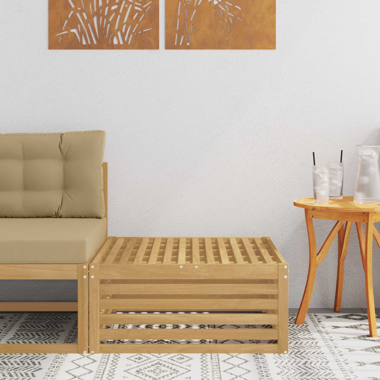 Outdoor-Fußhocker Massivholz Akazie Weiß 79 x 79 x 37 cm