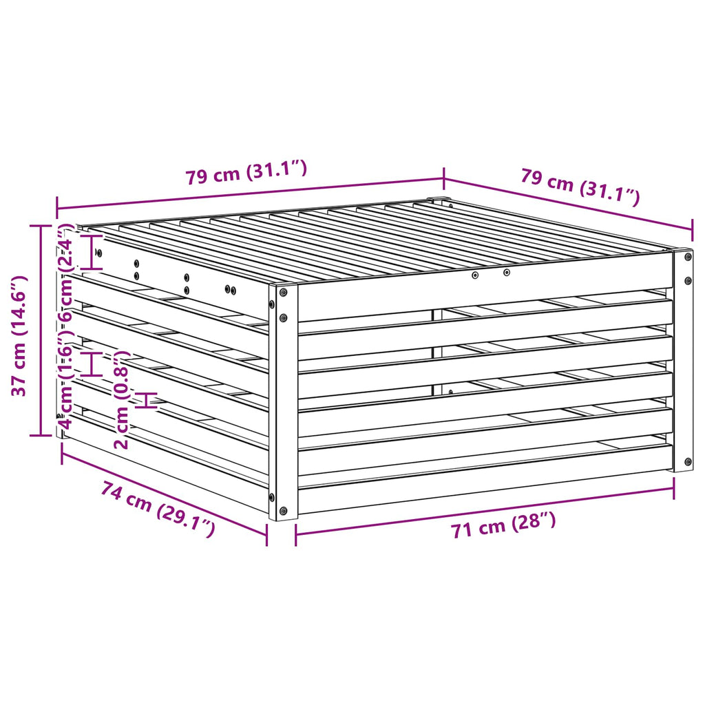 Outdoor-Fußhocker Massivholz Akazie Weiß 79 x 79 x 37 cm