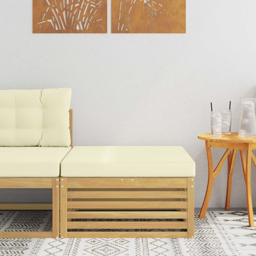 Outdoor-Fußhocker Massivholz Akazie Weiß