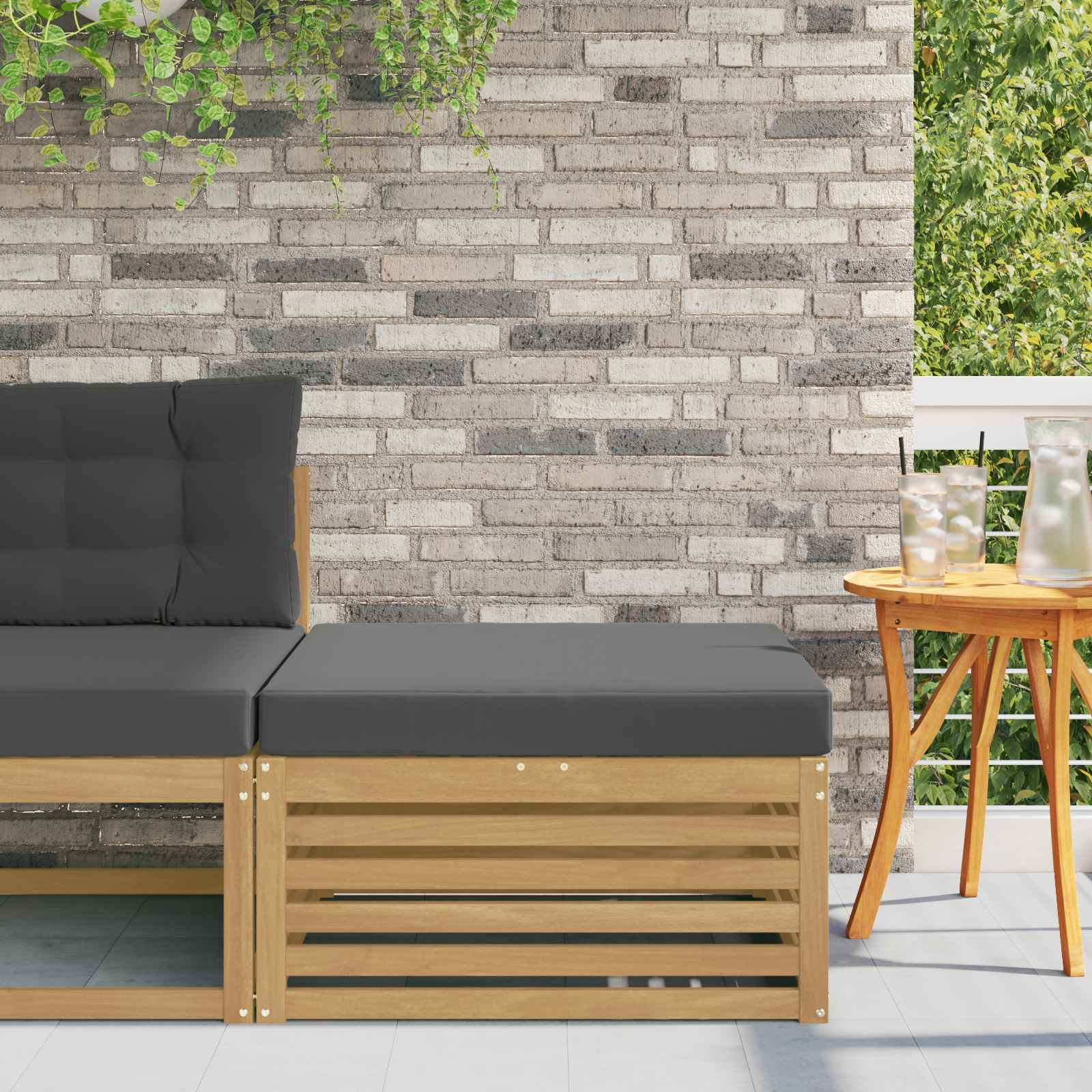 Outdoor-Fußhocker Massivholz Akazie Weiß