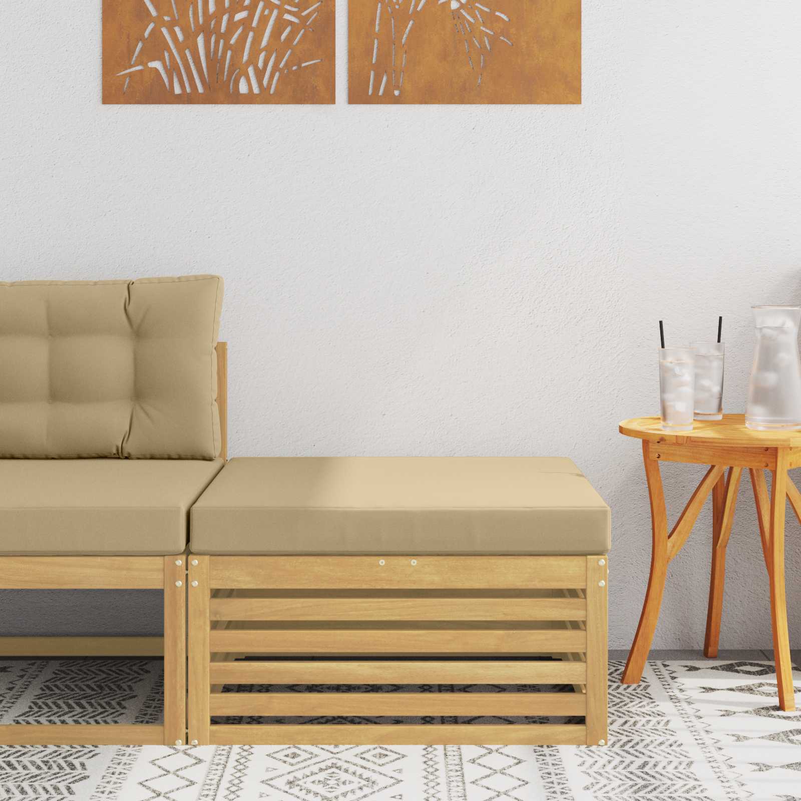 Outdoor-Fußhocker Massivholz Akazie Weiß