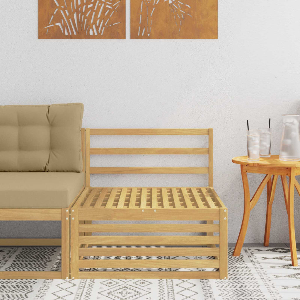 Outdoor Mittelsofa Massivholz Akazie Weiß 83 x 79 x 73 cm
