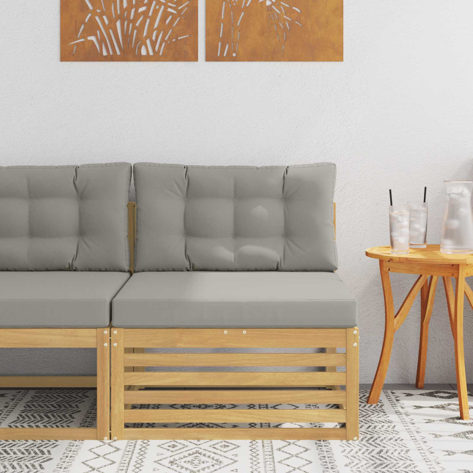 Outdoor Mittelsofa Massivholz Akazie Weiß