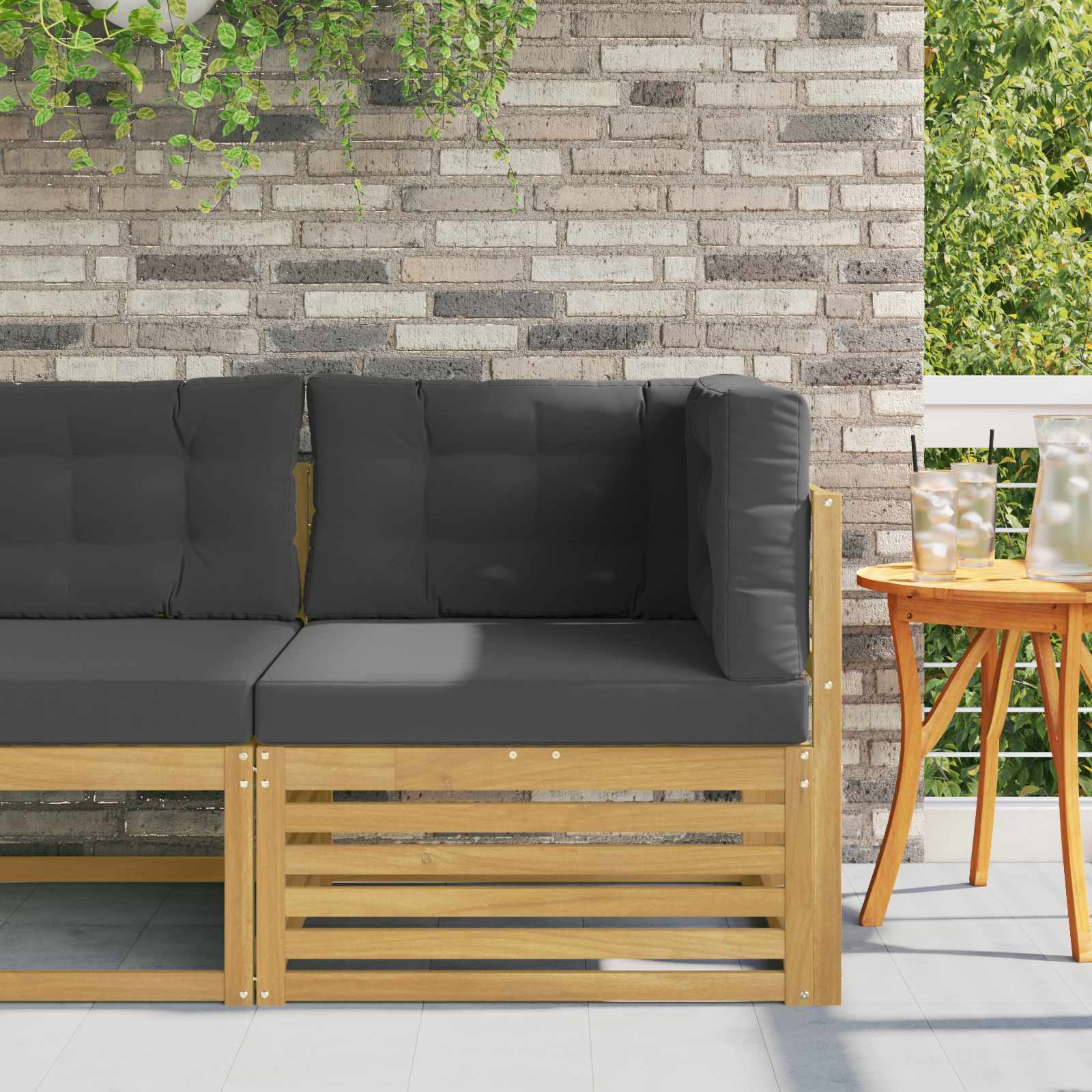 Outdoor Ecksofa Massivholz Akazie Weiß