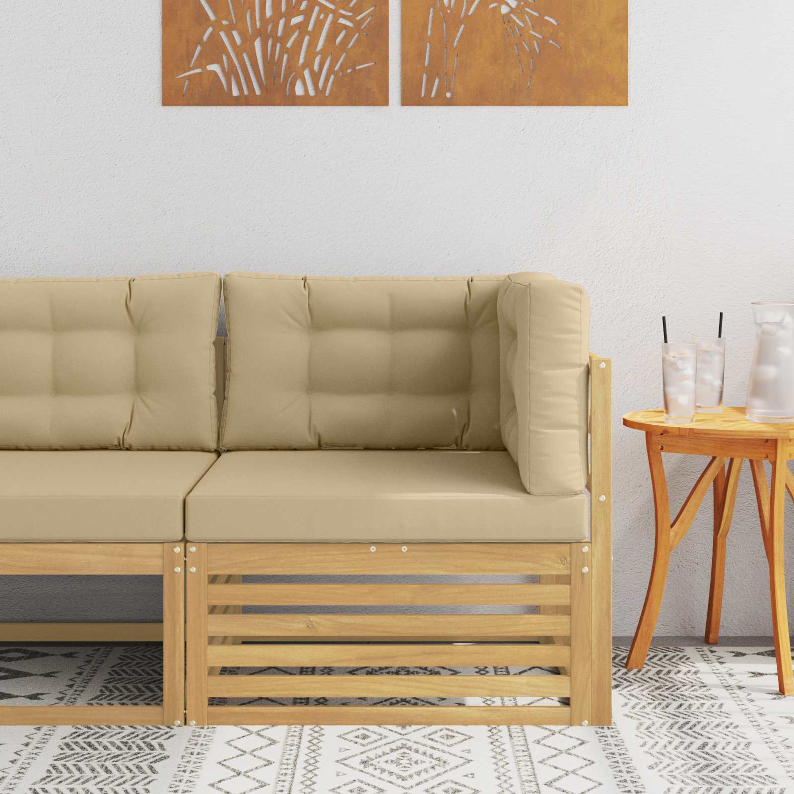 Outdoor Ecksofa Massivholz Akazie Weiß