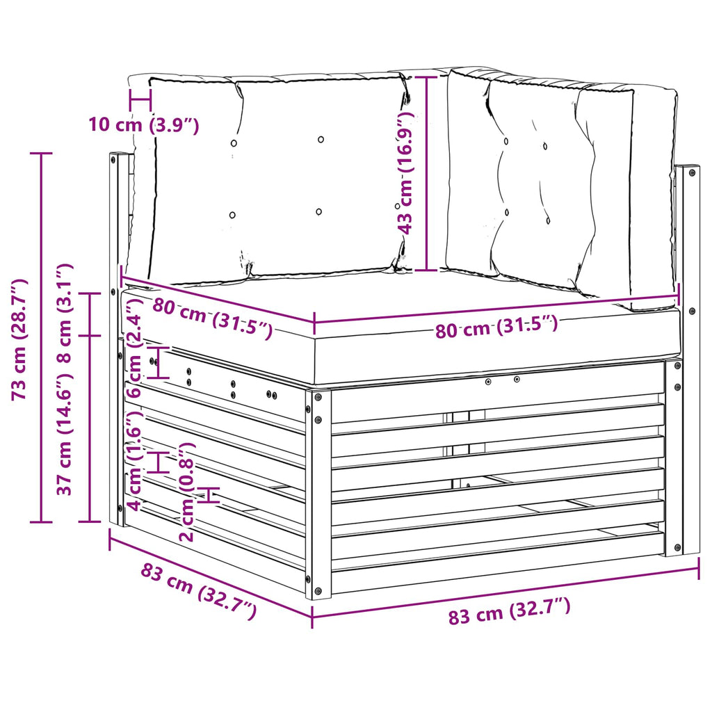 Outdoor Ecksofa Massivholz Akazie Weiß