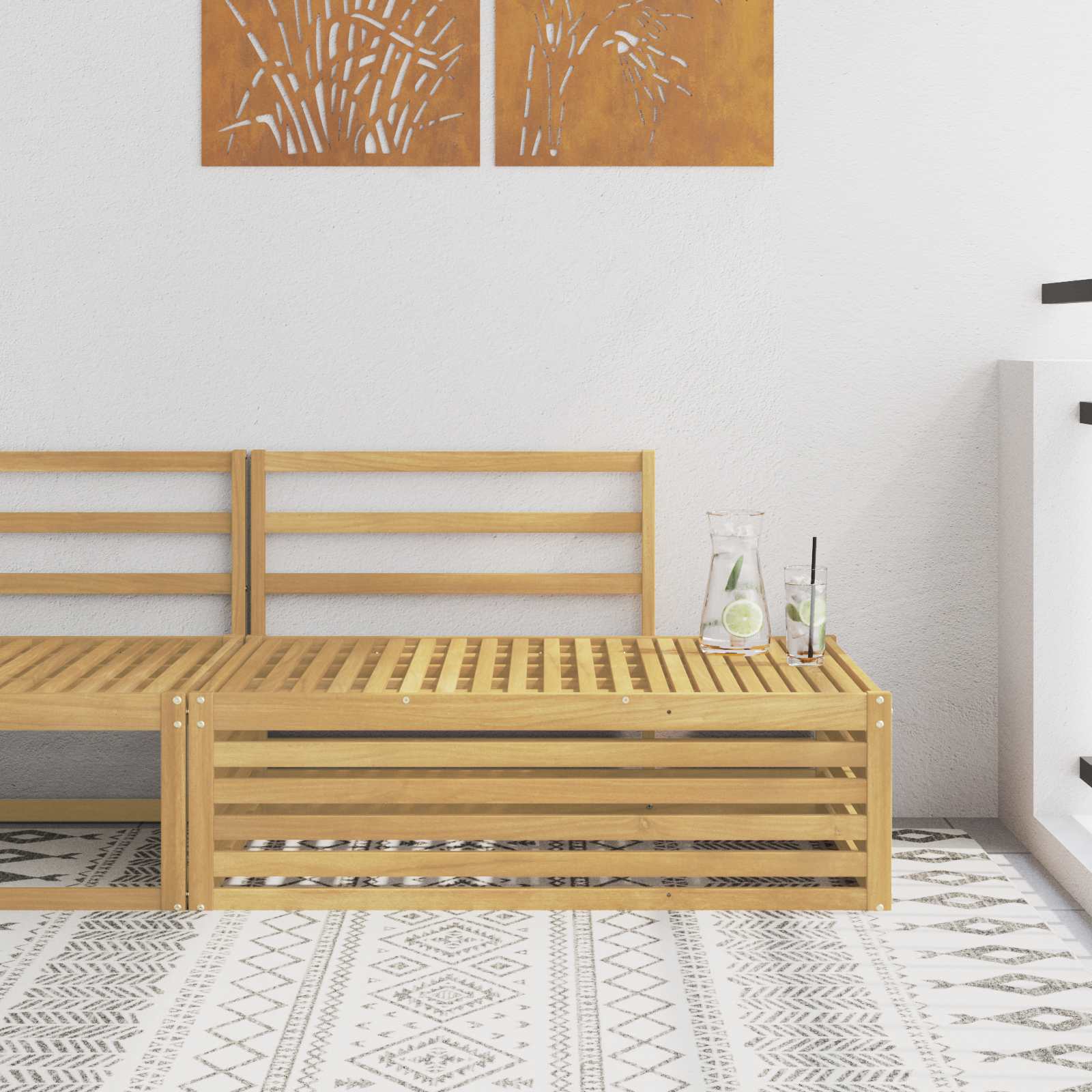 Outdoor Endsofa Weiß 115 x 83 x 73 cm Massivholz Akazie