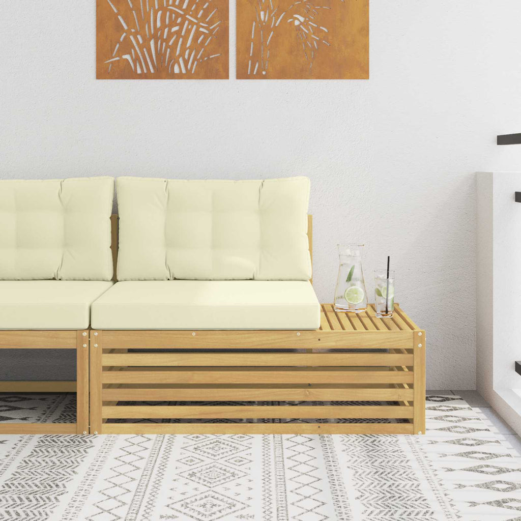 Outdoor Endsofa Weiß 115 x 83 x 73 cm Massivholz Akazie