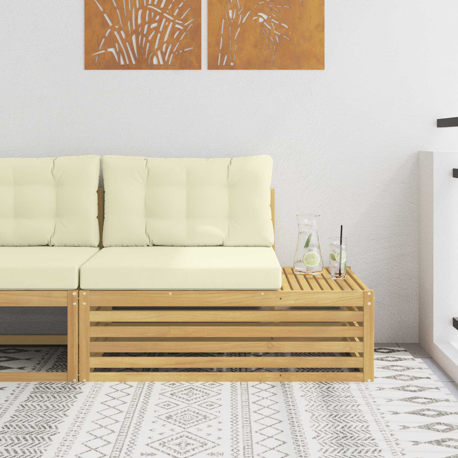 Outdoor Endsofa Weiß 115 x 83 x 73 cm Massivholz Akazie