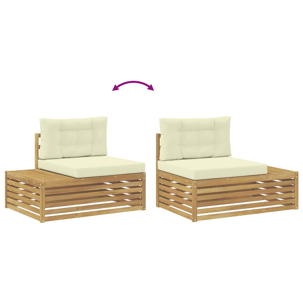 Outdoor Endsofa Weiß 115 x 83 x 73 cm Massivholz Akazie