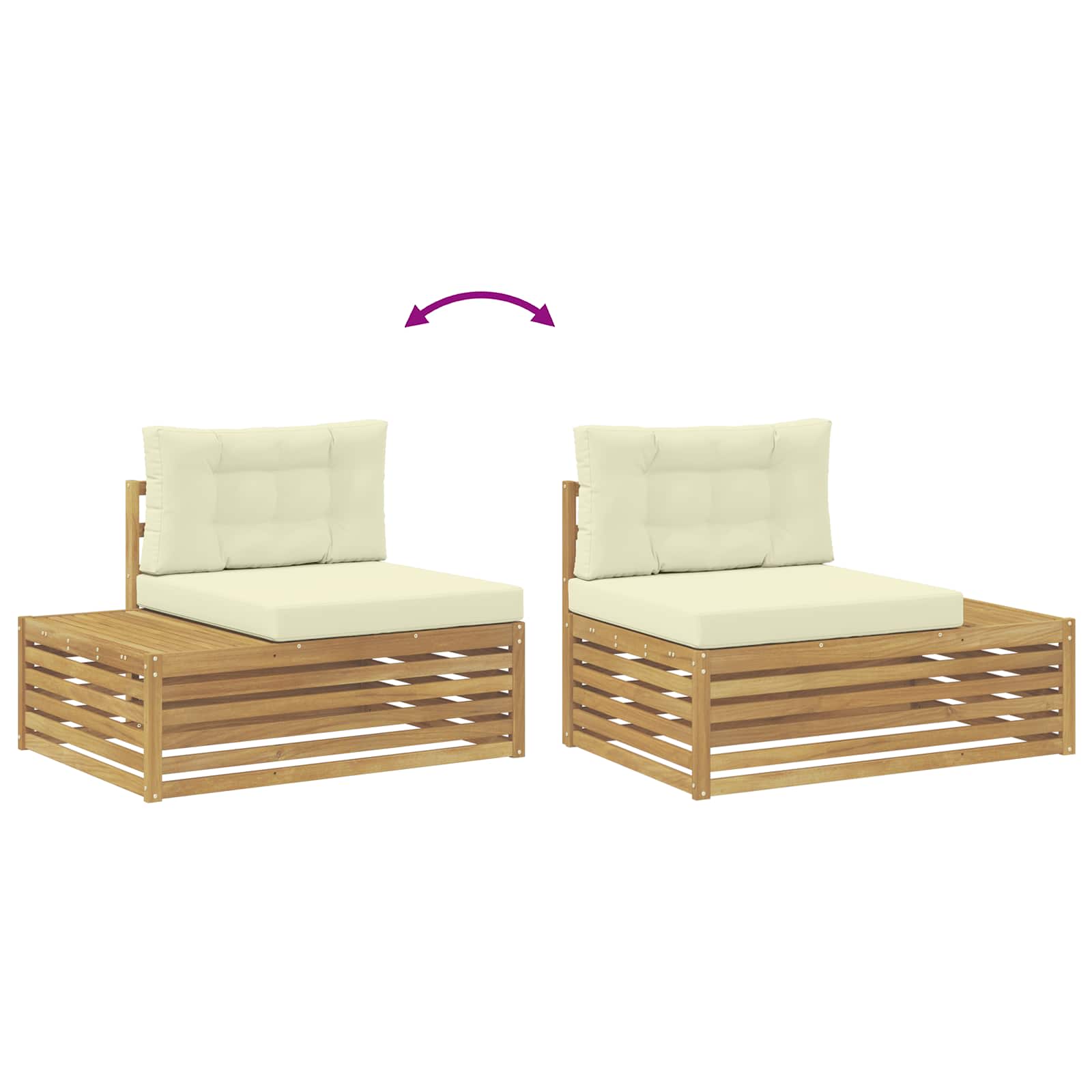 Outdoor Endsofa Weiß 115 x 83 x 73 cm Massivholz Akazie