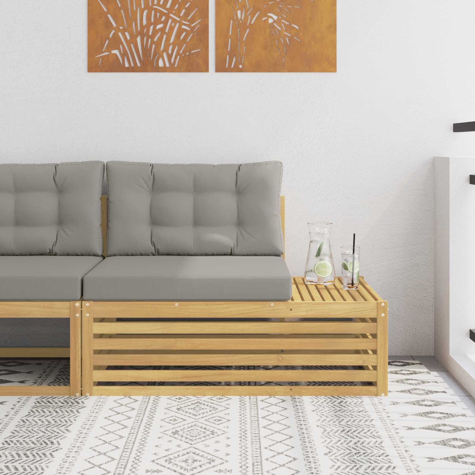 Outdoor End Sofa Weiß 115 x 83 x 73 cm Massivholz Akazie
