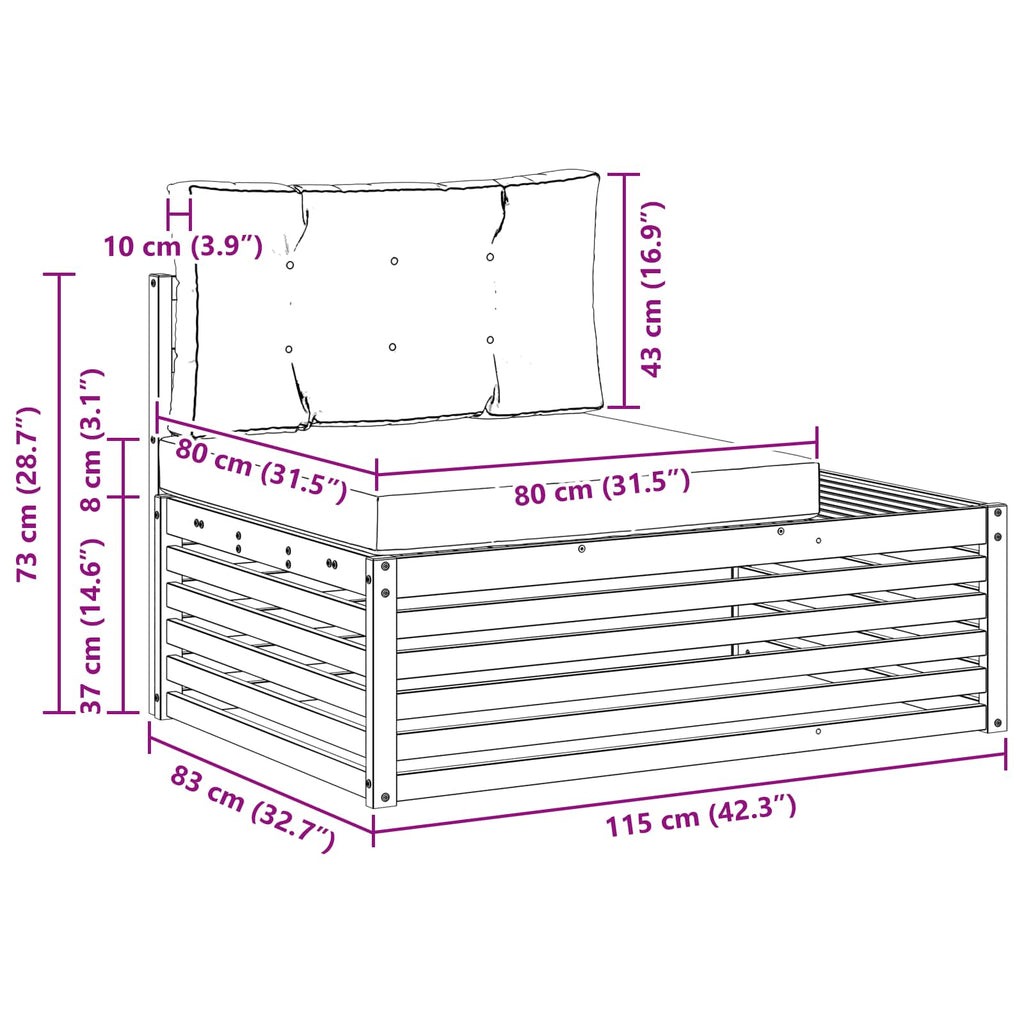 Outdoor End Sofa Weiß 115 x 83 x 73 cm Massivholz Akazie
