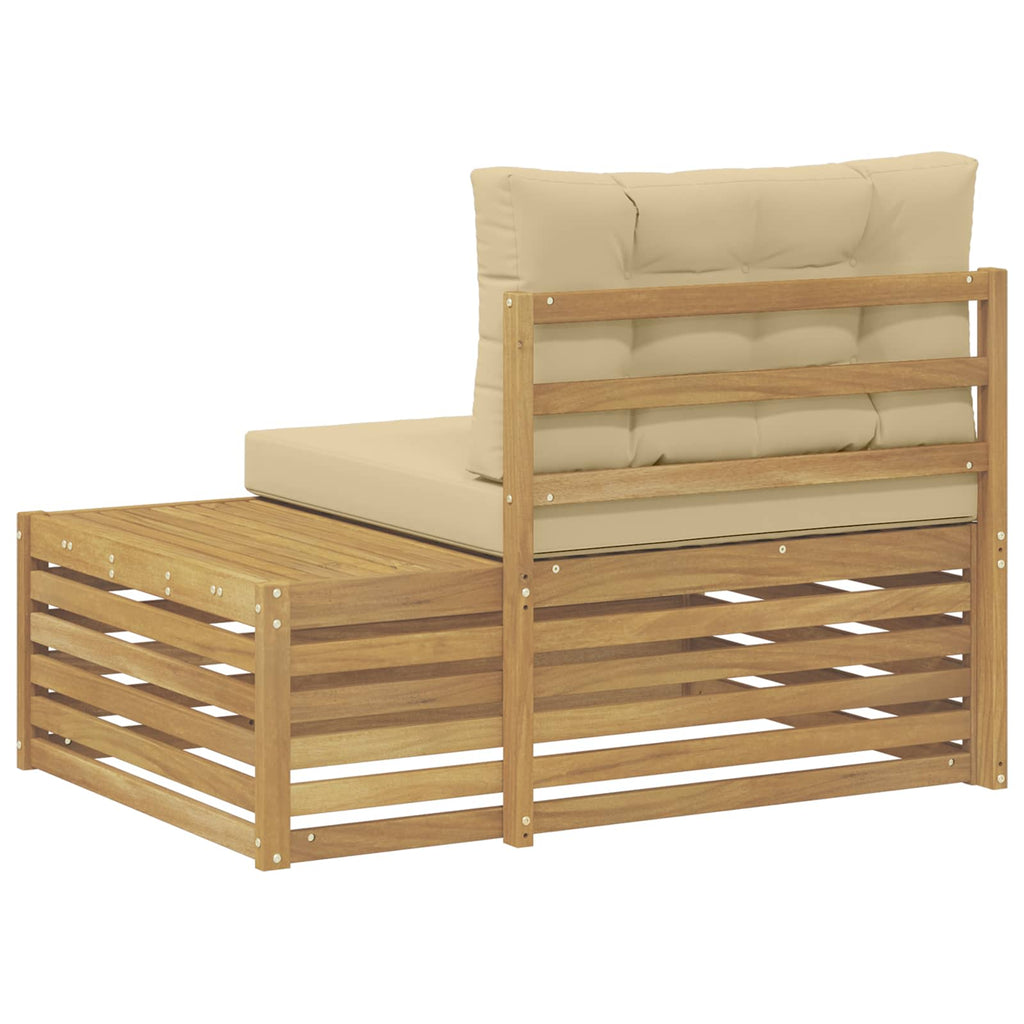 Outdoor End Sofa Weiß 115 x 83 x 73 cm Massivholz Akazie